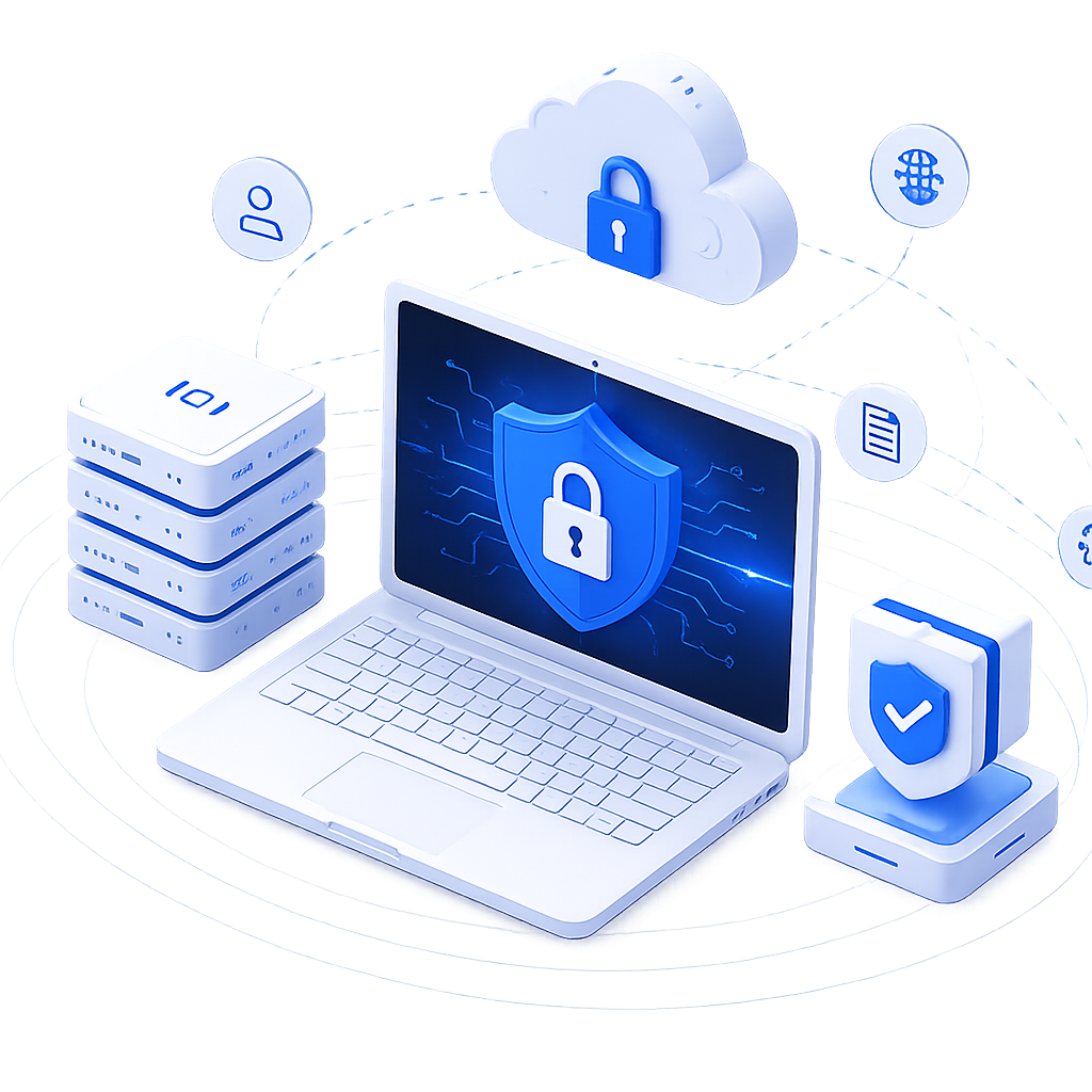 Cyber security data protection illustration